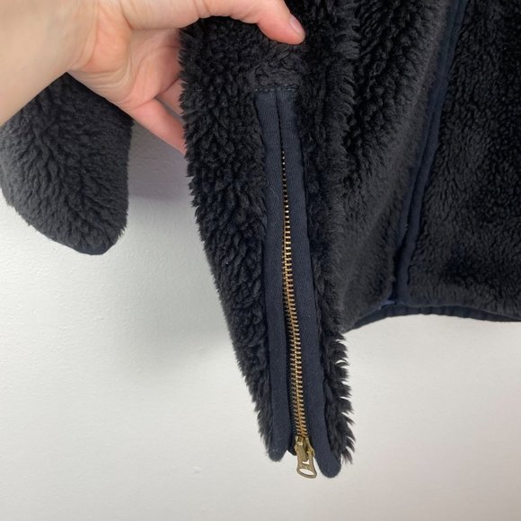 J. Crew Woman's Sz S Black Teddy Mid Length Winter Coat Plush Fleece J9064 - Picture 5 of 10
